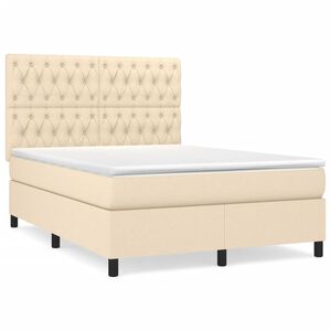 vidaXL Krevet s oprugama i madracem krem 140 x 190 cm od tkanine