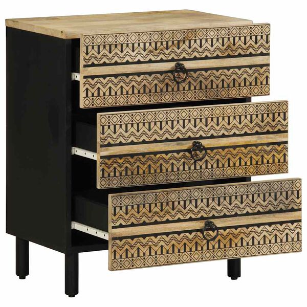 vidaXL Krevetni ormarić crni 50x33x62 cm Puno grubo drvo Mango