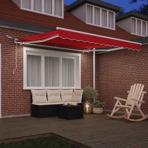 vidaXL Skrovita tenda Crvena 300 x 250 cm Poliester i metal