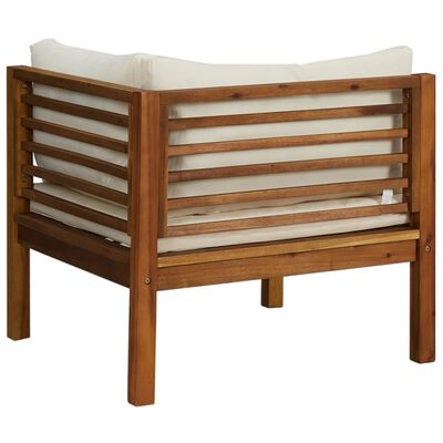 vidaXL Modularna kutna sofa s krem bijelim jastucima bagremovo drvo