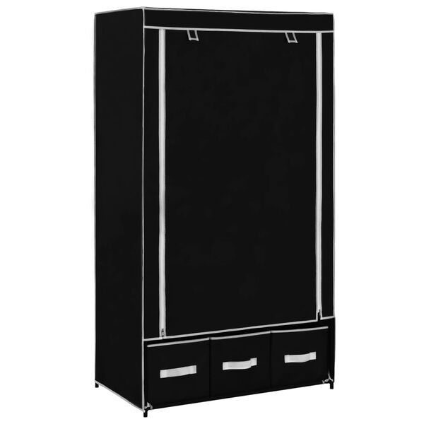 282457 vidaXL Wardrobe Black 87x49x159 cm Fabric
