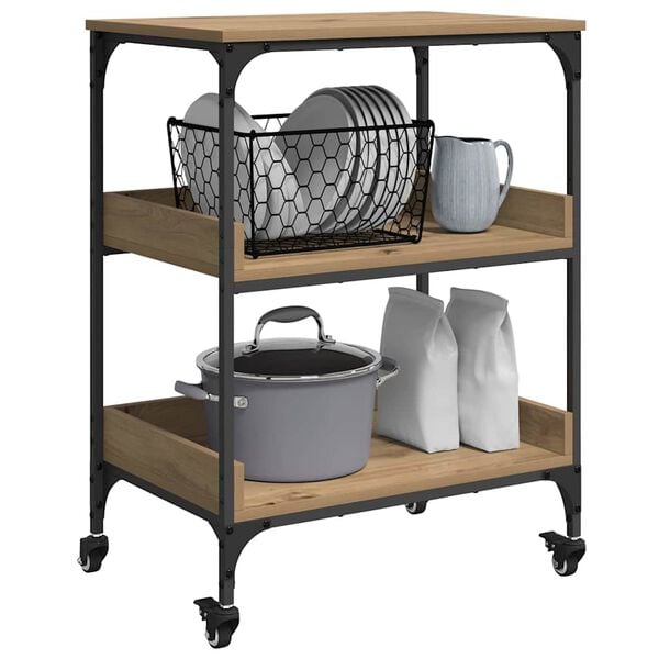 vidaXL Kuhinjski kolica Umjetnički hrast 60 x 41 x 80.5 cm