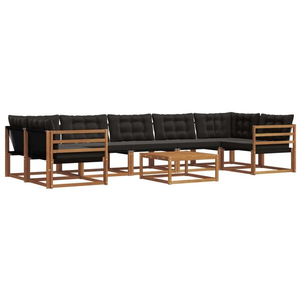 vidaXL Set vanjskih sofa s jastukom 8 pcs Prirodna i crna