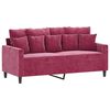 vidaXL 3-dijelni set sofa s jastucima crvena boja vina bar&scaron;unasti