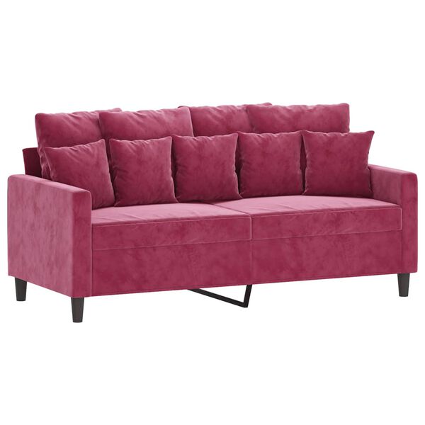 vidaXL 3-dijelni set sofa s jastucima crvena boja vina bar&scaron;unasti