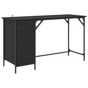 vidaXL Računalni stol Crni hrast 131 x 48 x 75 cm Konstruirano drvo