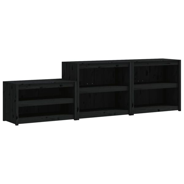 vidaXL Vanjski kuhinjski ormarići 3 kom crni od masivne borovine