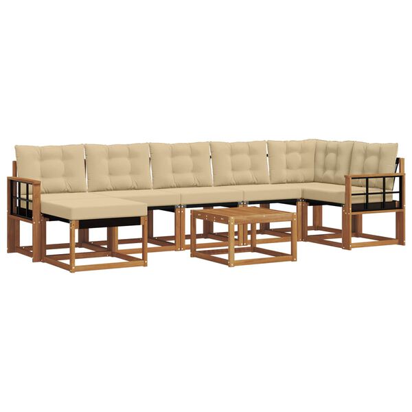 vidaXL Set vanjskih sofa s jastukom 8 pcs Prirodna i bež