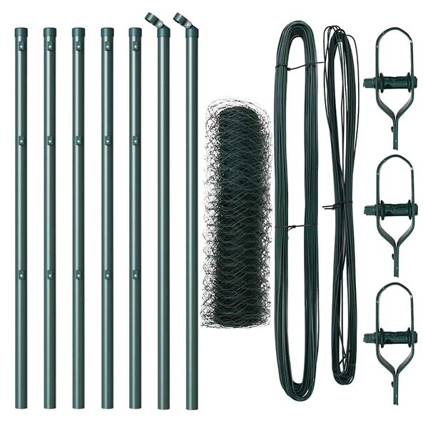 vidaXL Stup za ogradu Zelena 10 x 0,4 m (mreža 50 mm) Čelik i PVC