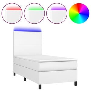 vidaXL Krevet box spring s madracem LED bijeli 80x200 cm umjetna koža