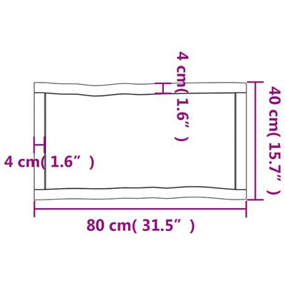 vidaXL Stolna ploča svjetlosmeđa 80x40x(2-4) cm obrađena hrastovina
