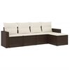 vidaXL 5-dijelni set vrtnih sofa s jastucima poliratan smeđi