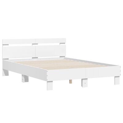 vidaXL Okvir za krevet s uzglavljem i LED bijeli 135x190 cm