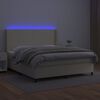 vidaXL Krevet box spring s madracem LED krem 160x200cm od umjetne kože