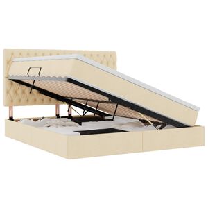 vidaXL Krevet s prostorom za pohranu s LED-om Krema 180 x 200 cm