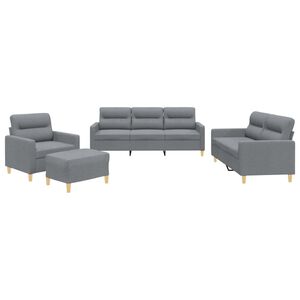 vidaXL 4-dijelni set sofa s jastucima svjetlosivi od tkanine