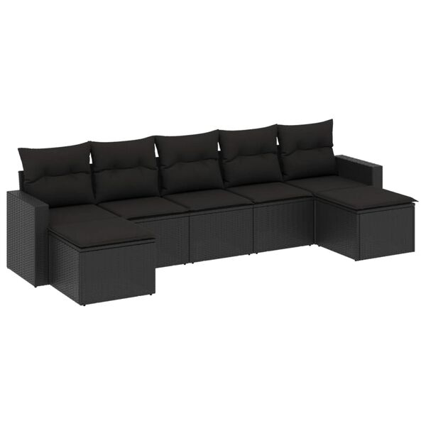 vidaXL 7-dijelni set vrtnih sofa od poliratana s jastucima crni