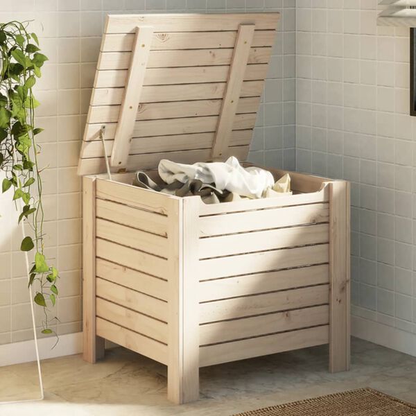 vidaXL Kutija za pohranu s poklopcem RANA 60x49x54 cm masivna borovina