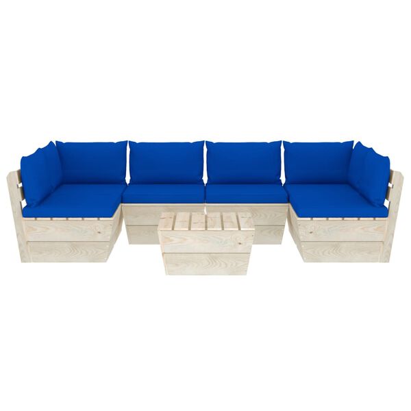 vidaXL 7-dijelna vrtna garnitura od paleta s jastucima od smrekovine