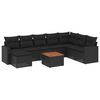 vidaXL 9-dijelni set vrtnih sofa s jastucima crni od poliratana
