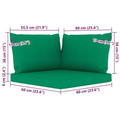 vidaXL 9-dijelna vrtna garnitura sa zelenim jastucima