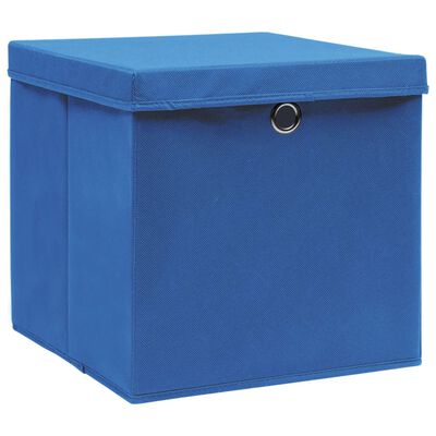 vidaXL Kutije za pohranu s poklopcima 10 kom plave 32x32x32 cm tkanina