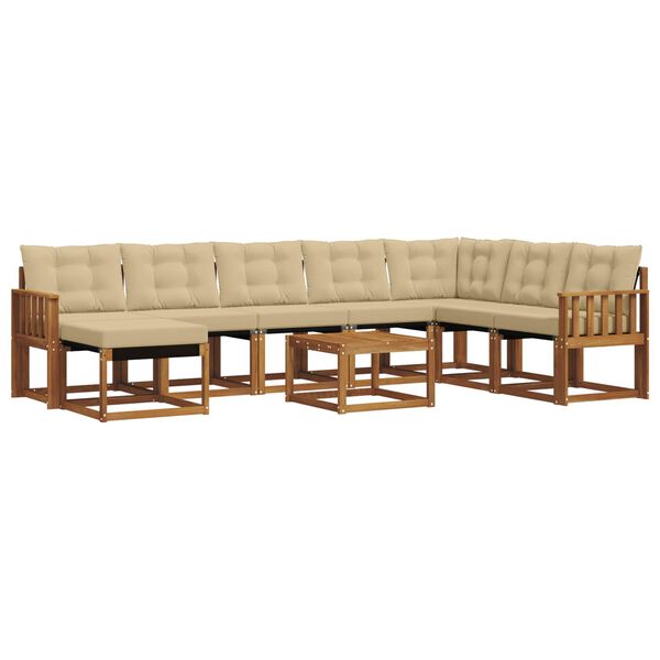 vidaXL Set vanjskih sofa s jastukom 9 pcs Prirodna i bež