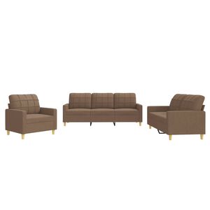 vidaXL 3-dijelni set sofa s jastucima smeđi od tkanine