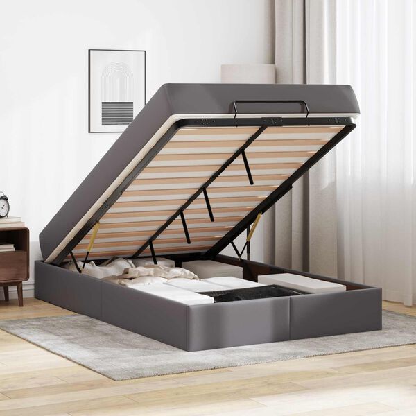 vidaXL Okvir kreveta s madracem s madracem 2 pcs Siva PVC