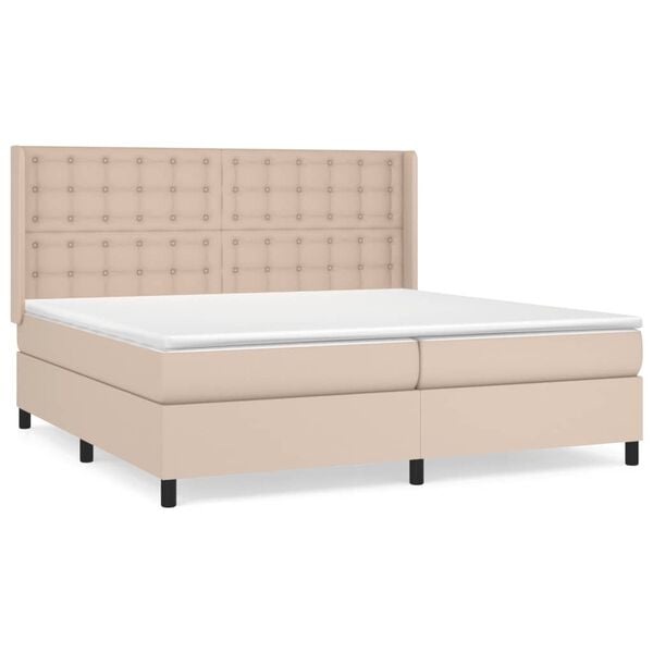 vidaXL Krevet box spring s madracem cappuccino 200x200cm umjetna koža