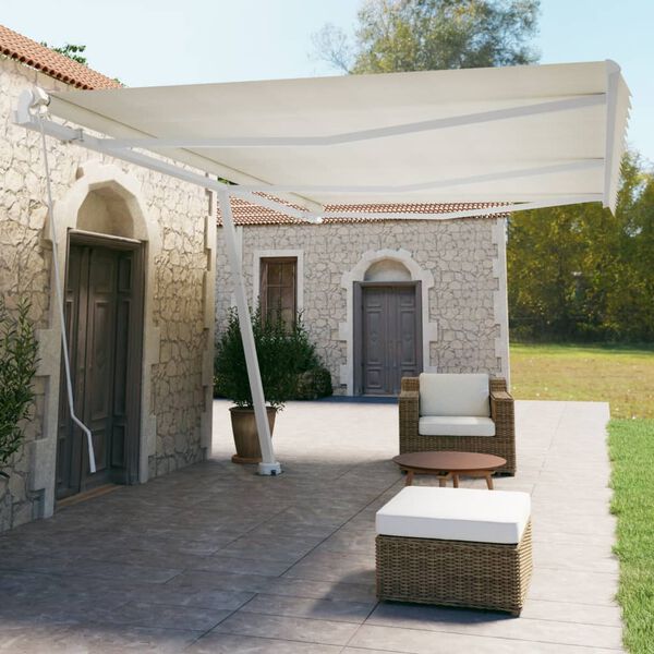 vidaXL Samostojeća tenda na ručno uvlačenje 600 x 350 cm krem