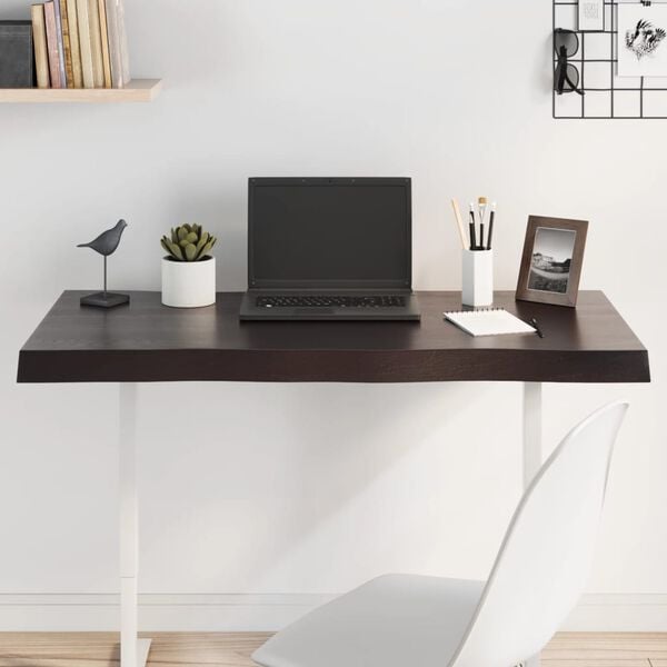 vidaXL Stolna ploča tamnosmeđa 100x60x(2-6) cm obrađena hrastovina