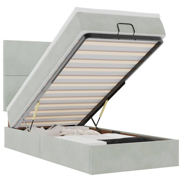 vidaXL Okvir kreveta s madracima svijetlosivi 100x200 cm baršunasti