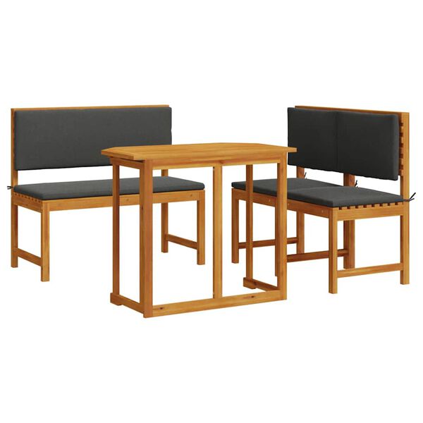 vidaXL Bistro set za vrt 3 pcs Smeđa Masivno bagremovo drvo