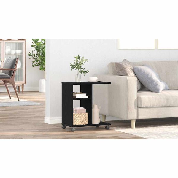 vidaXL Stolić s policom Crni hrast 50 x 30 x 55 cm Konstruirano drvo