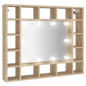vidaXL Ormarić s ogledalom LED boja hrasta sonome 91x15x76,5 cm