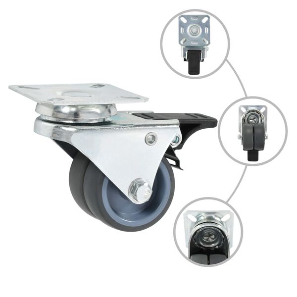 vidaXL Udvojeni okretni kotačići s dvostrukim kočnicama 4 kom 50 mm