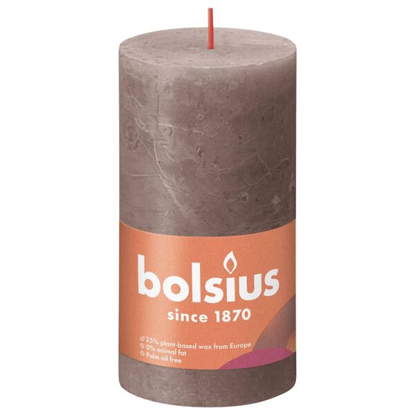 Bolsius rustične debele svijeće Shine 4 kom 130 x 68 mm sivo-smeđe