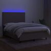 vidaXL Krevet box spring s madracem LED smeđesivi 140x190 cm tkanina