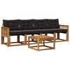 vidaXL Set vanjskih sofa s jastukom 5 pcs Prirodna i crna