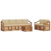 vidaXL Set vanjskih sofa 7 pcs Prirodna i bež Čvrsto drvo akacije