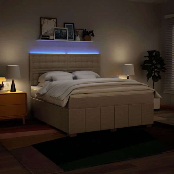 vidaXL Krevet s oprugama i madracem krem 180x200 cm od tkanine