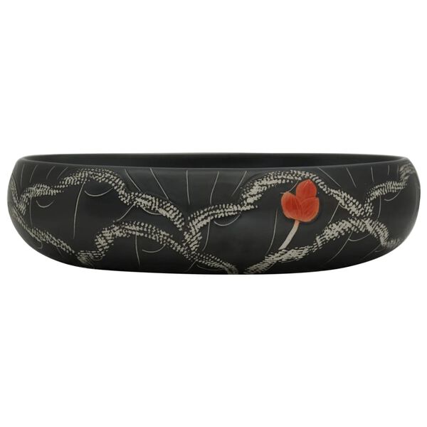 vidaXL Nadgradni umivaonik crni ovalni 59x40x15 cm keramički