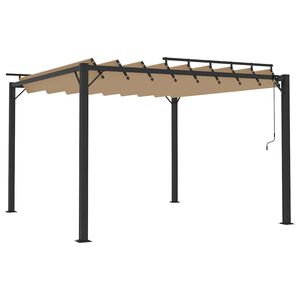 vidaXL Sjenica s re&scaron;etkastim krovom 3x3 m smeđe-siva tkanina/aluminij