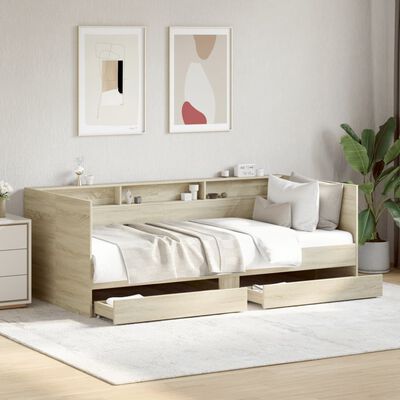 vidaXL Dnevni krevet s ladicama boja hrasta sonome 75 x 190 cm drveni