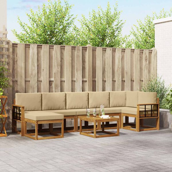 vidaXL Set vanjskih sofa s jastukom 8 pcs Prirodna i bež