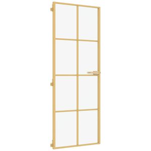 vidaXL Sobna vrata tanka zlatna 76x201,5 cm kaljeno staklo i aluminij