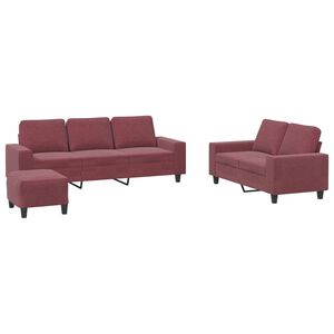 vidaXL 3-dijelni set sofa crvena boja vina od tkanine