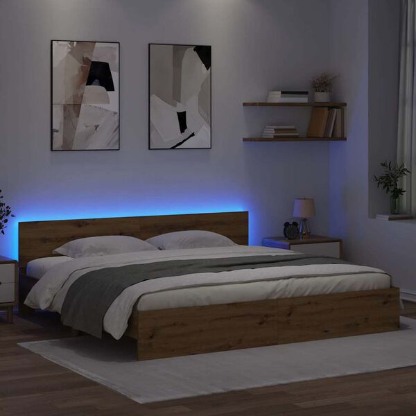 vidaXL Krevetna konstrukcija Umjetnički hrast 200 x 200 cm