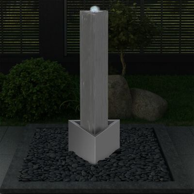 vidaXL Vrtna fontana srebrna 37,7x32,6x110 cm od nehrđajućeg čelika